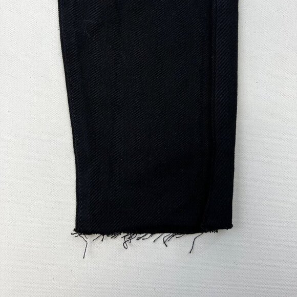 Boohoo Blue Womens Distressed Raw Hem Black Jeans Size 6 High Rise - Picture 5 of 9